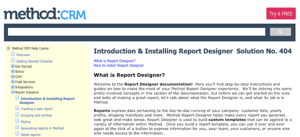 Rejoice! Method CRM Report Designer documentation and videos!