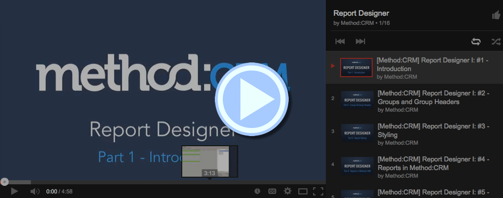 New! Method:CRM Report Designer Tutorial Videos