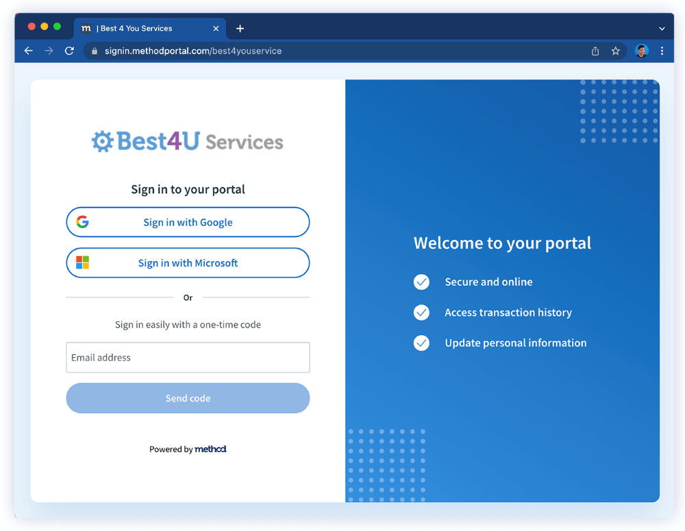 Screenshot of Best4U's Method portal.