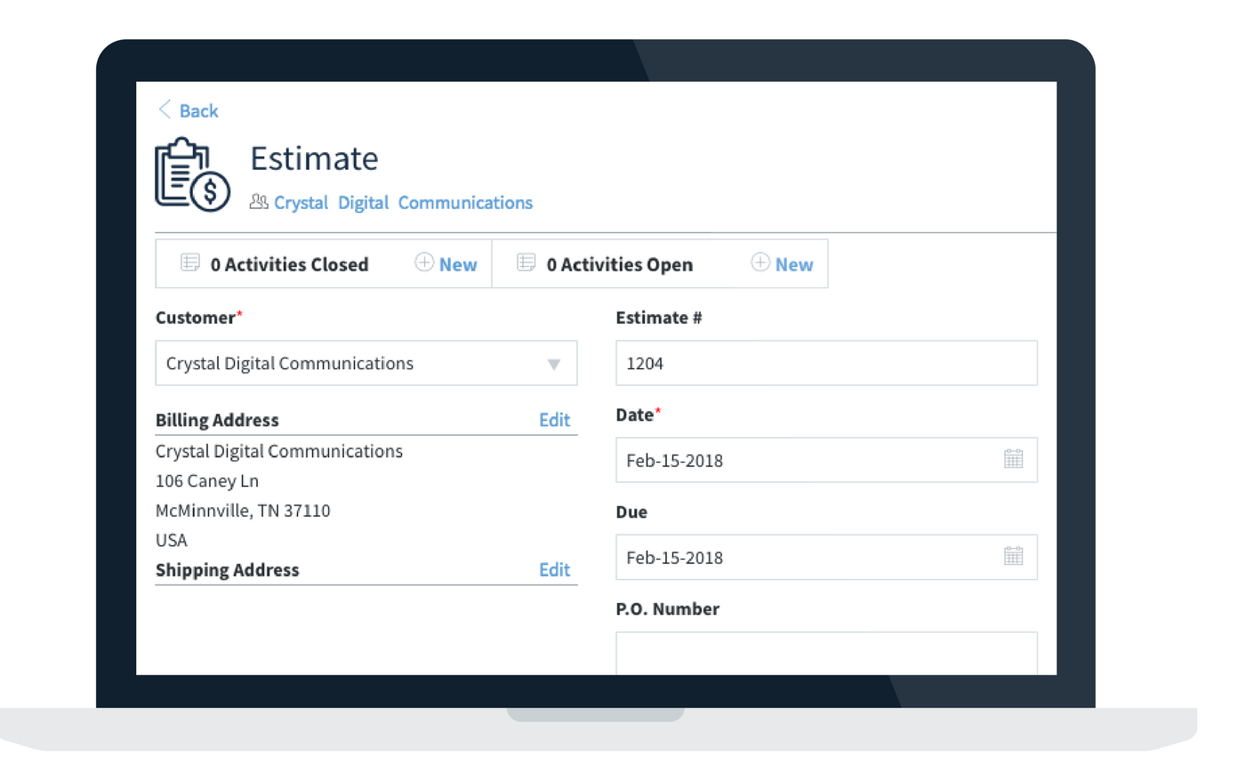 Create estimates that sync with QuickBooks.