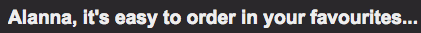 Email subject line order food through app