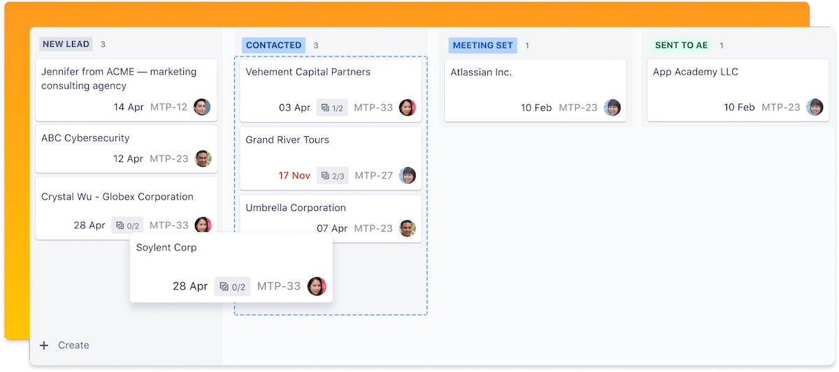 Screenshot of a Jira board.