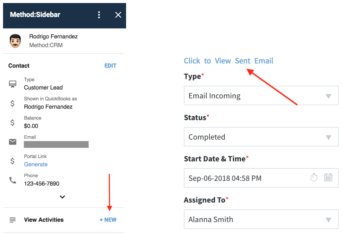 Method:CRM add-in for Gmail with activities