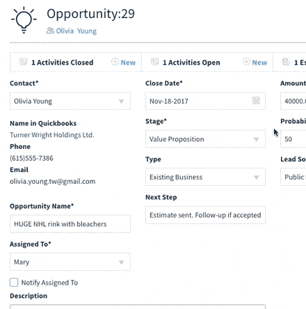 Method:CRM opportunities app.