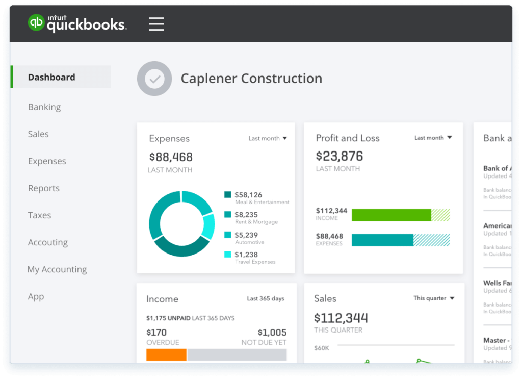 QuickBooks Online dashboard