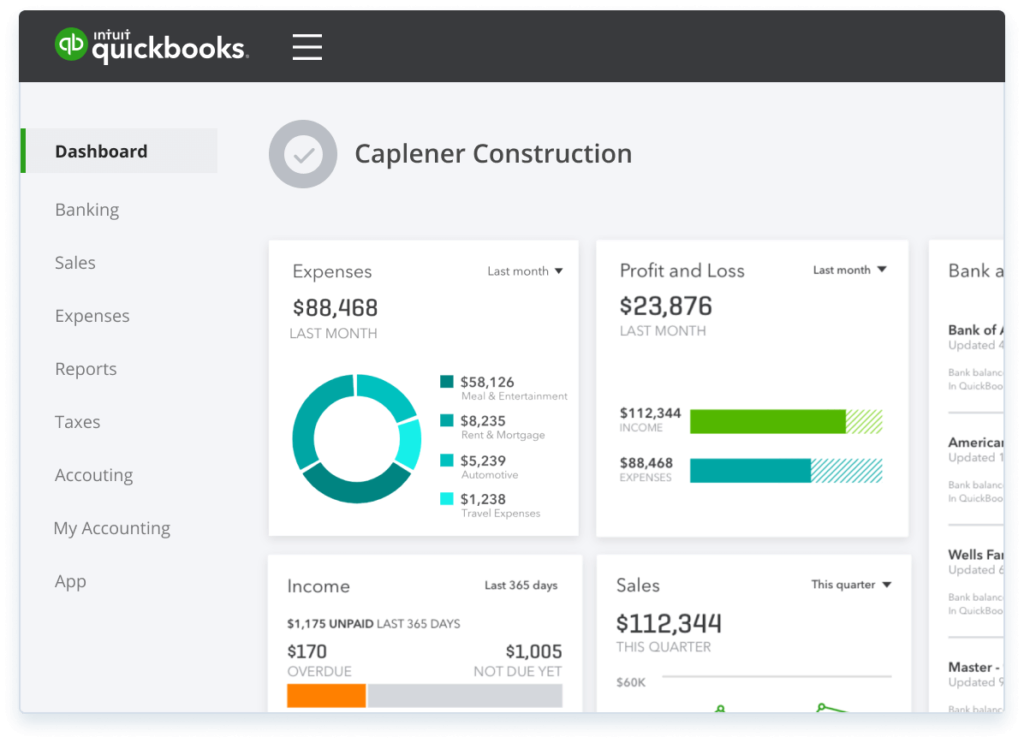 QuickBooks Online dashboard