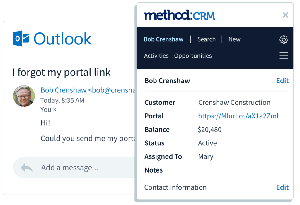 Method CRM integration with Outlook