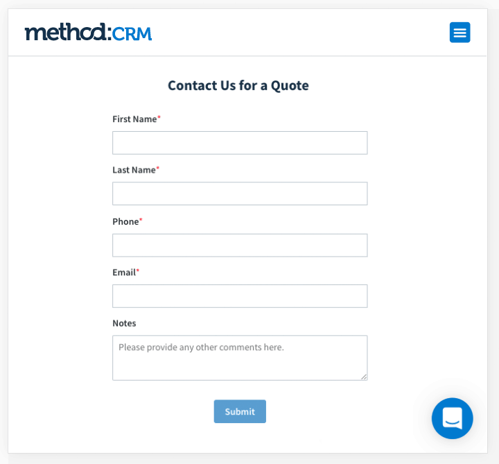 Method:CRM Lead Gen Form