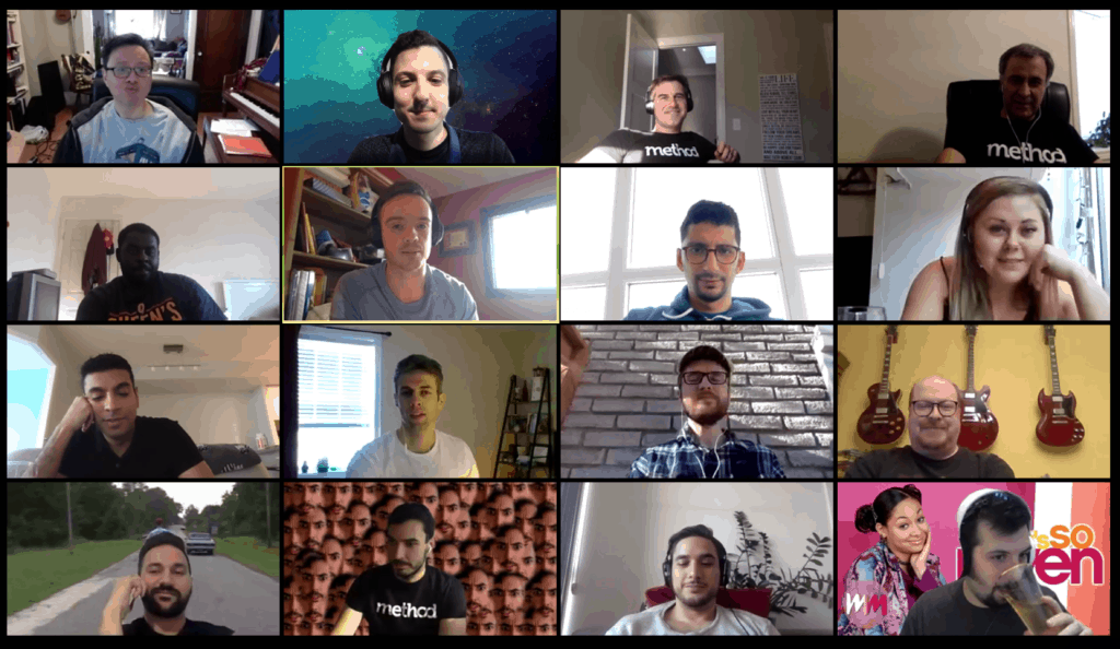 Method CRM team using Zoom to have Friday evening happy hour beers together. 