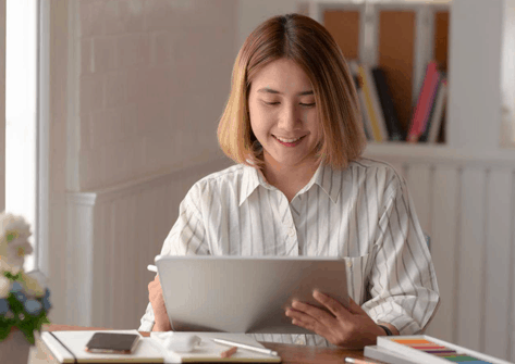 Woman looking at a document