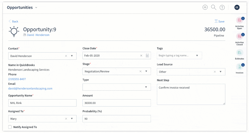 New Opportunities screen in Method.