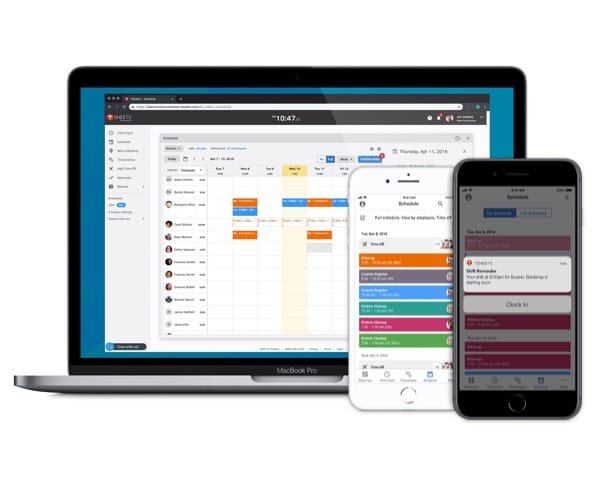 Tsheets time tracking software on desktop and mobile.