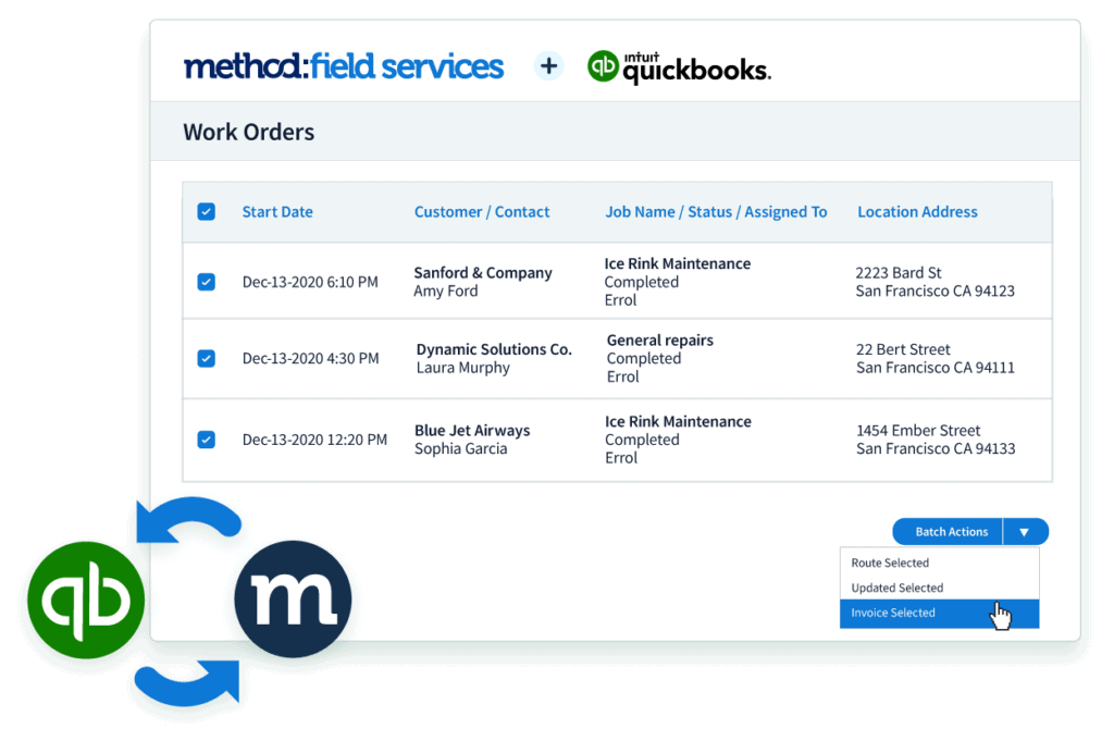 Method screen showing a list of work orders.