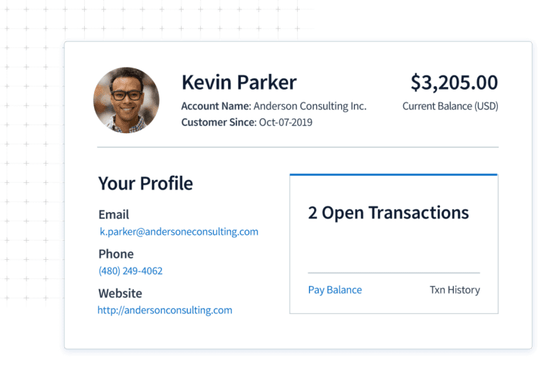An online customer portal view