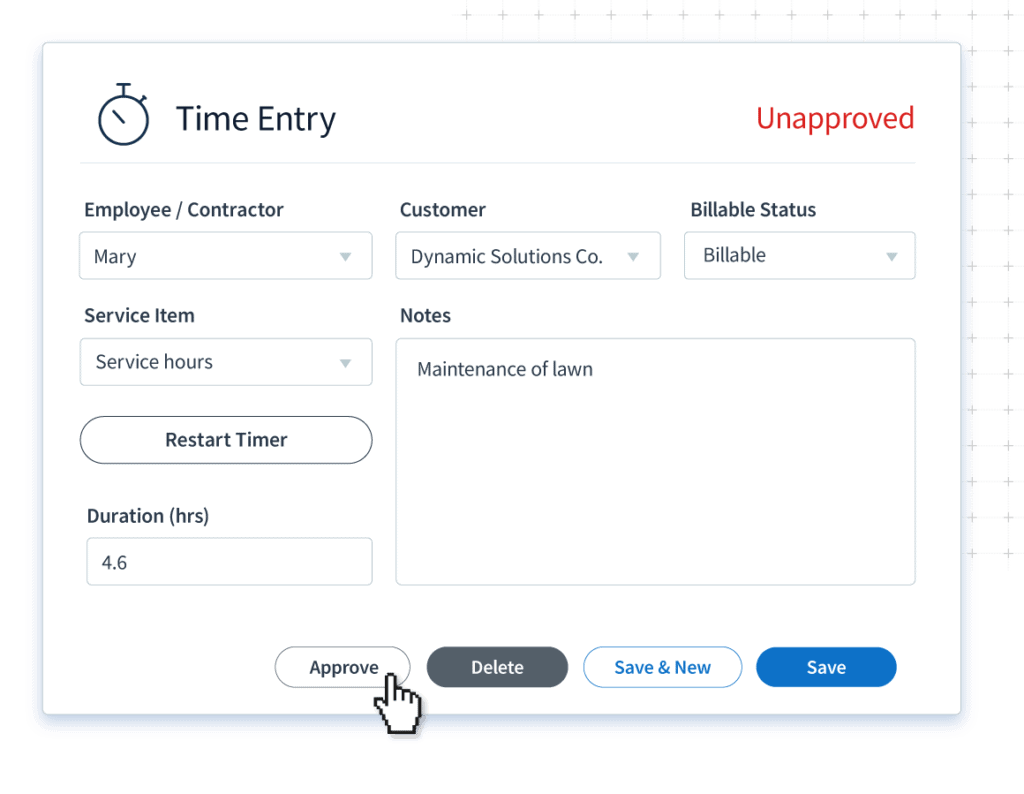 Time tracking approval workflow in Method