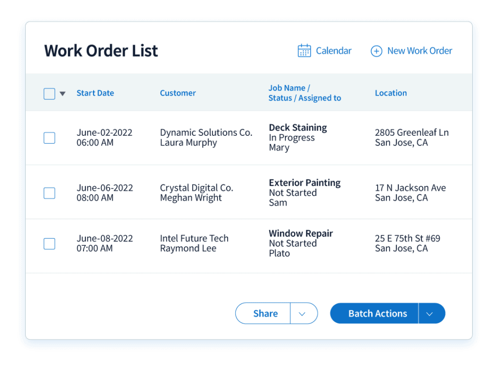 Work order grid view in Method