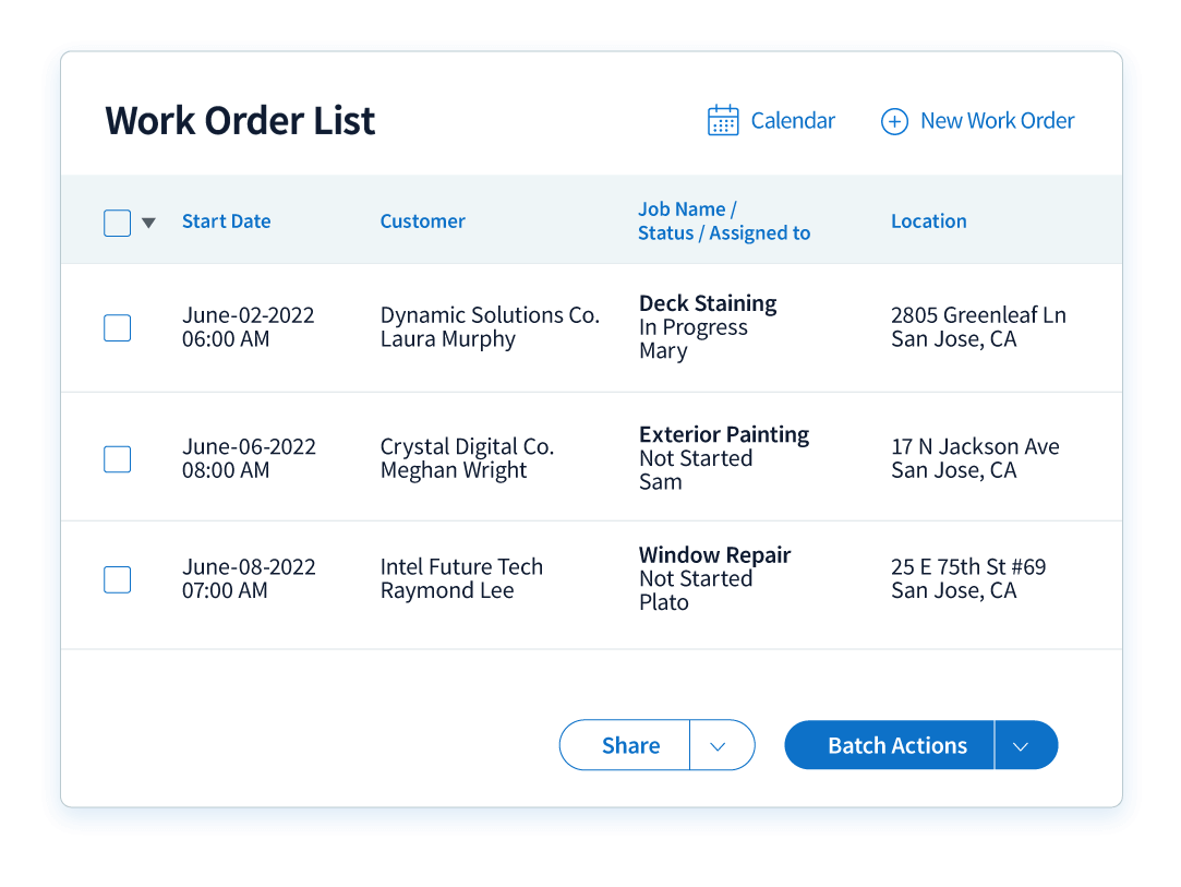 Work order grid view in Method