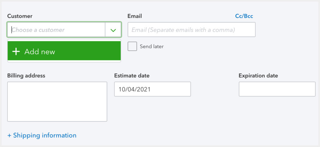 Blank customer details field on QuickBooks Online