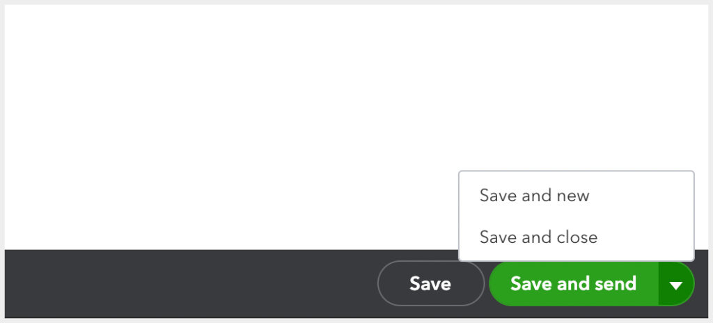 Save and send button highlighted on a QBO estimate details form