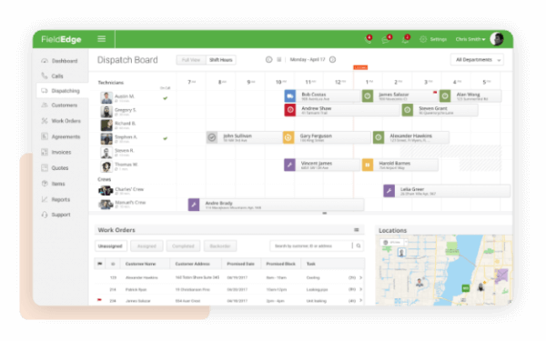 A product shot of a FieldEdge work orders tab.