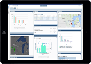 Product shot of PENTA app with abstract view of graphs and charts.