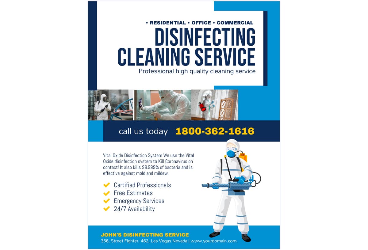 Example flyer of a disinfecting cleaning service company