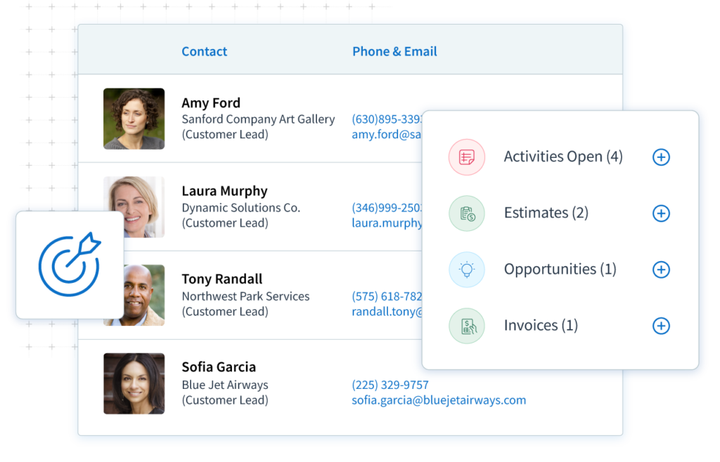 Contact list screen in Method CRM