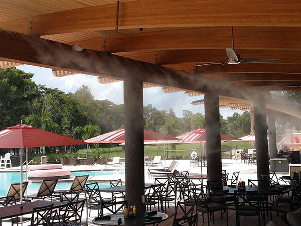 Poolside with some mist in the air