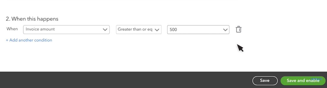 Screenshot showing the "action" in the QuickBooks invoice approval workflow.