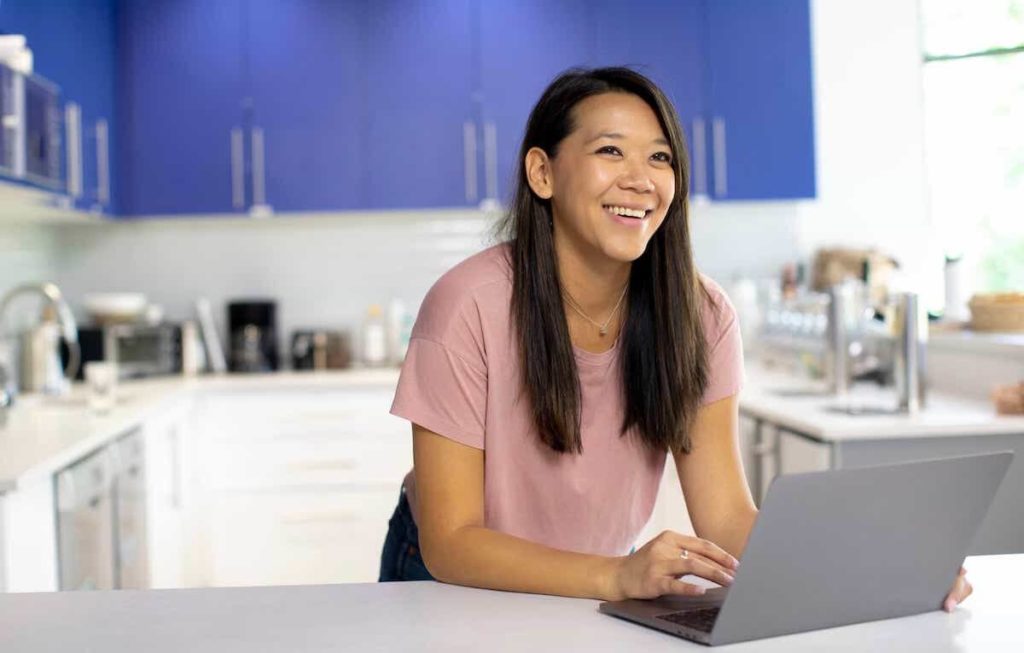 Woman using laptop