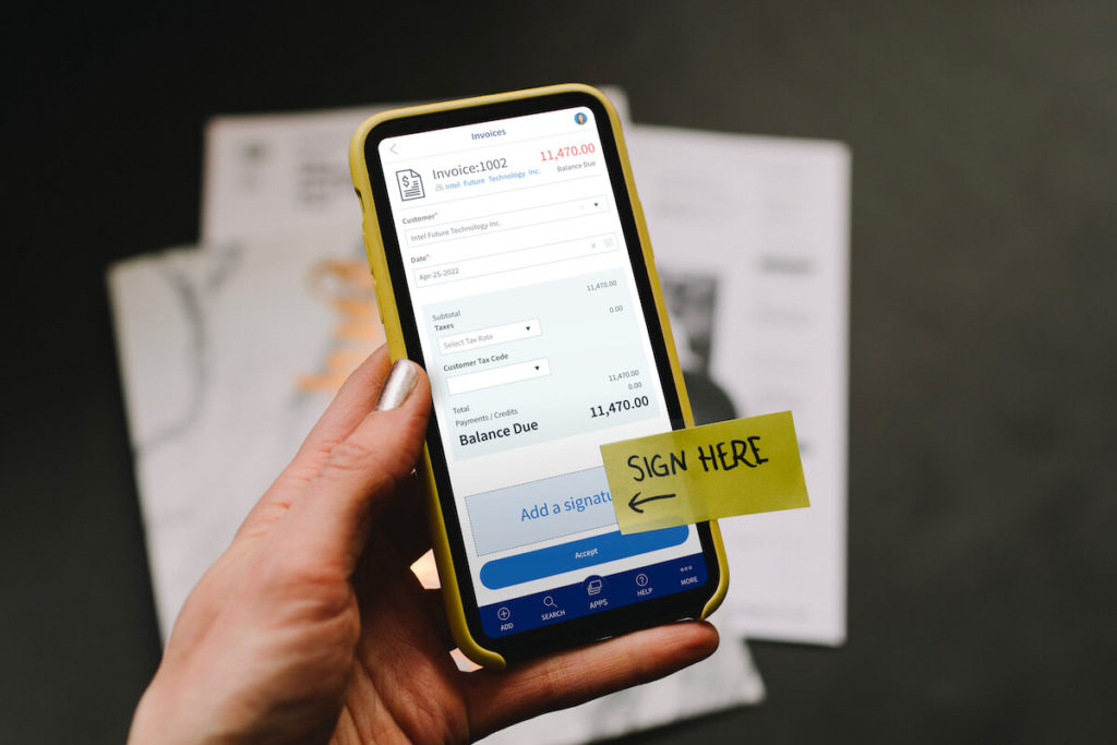 This image shows Method CRM's digital signature capture interface on a mobile device.