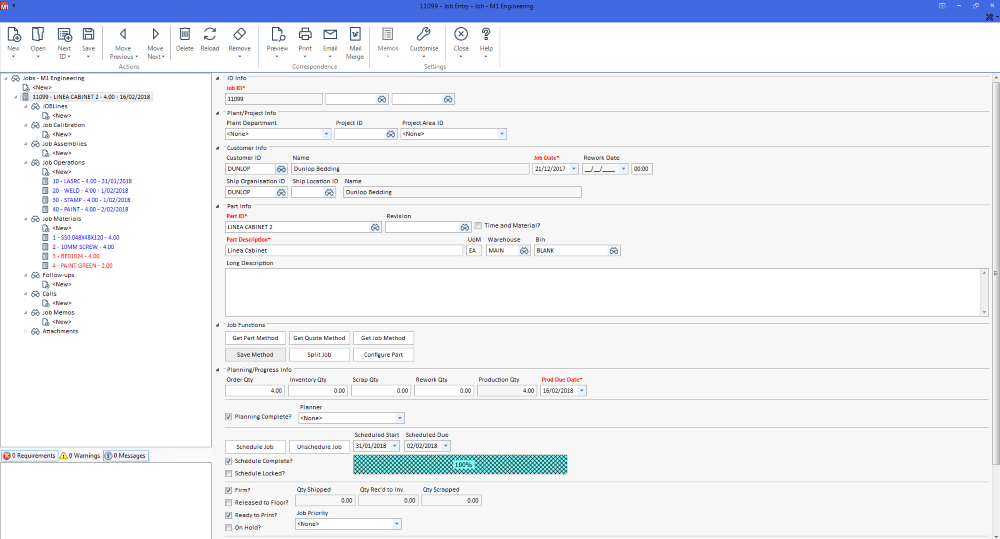 ECI M1 fashboard showing fields for inputting data. 