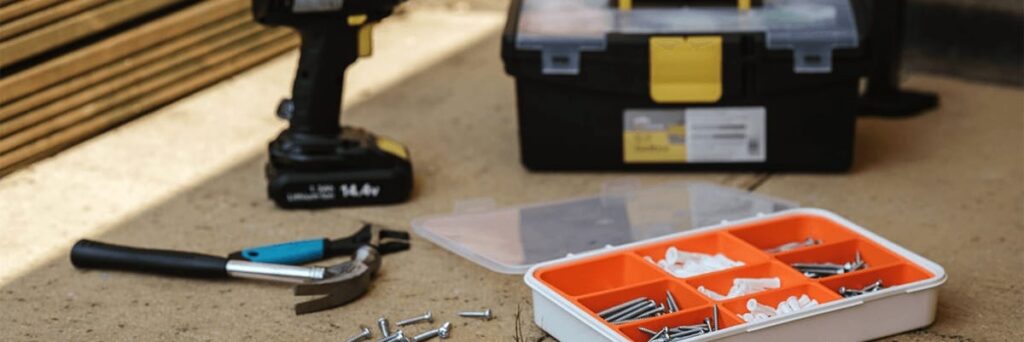 A variety of tools and a toolbox.