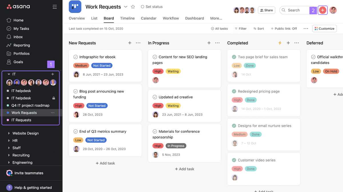 Screenshot of Asana