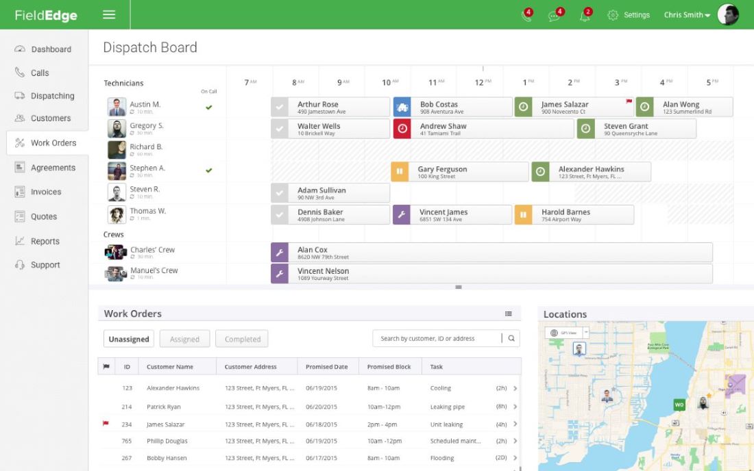 A product shot of a FieldEdge work orders tab.