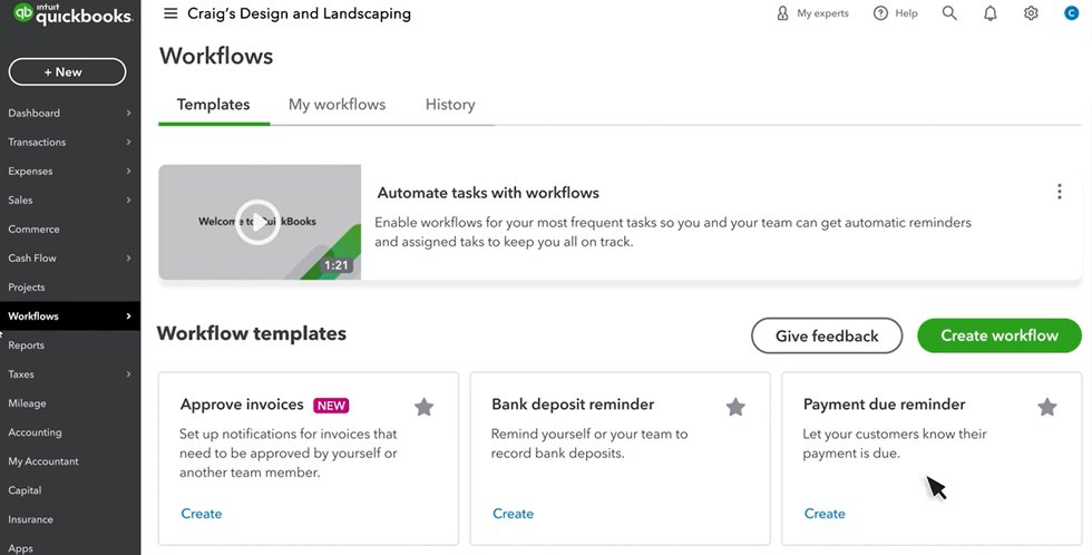 Templates tab in QBOA Workflows