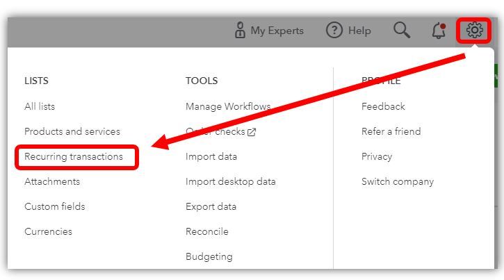 Recurring transaction in QuickBooks Online