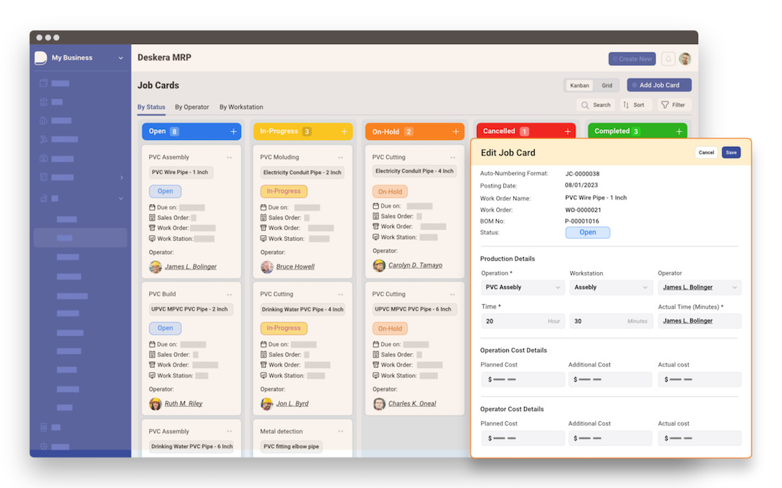 Product shot of a Deskera MRP dashboard.