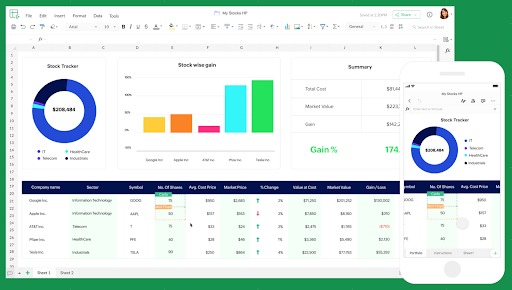 Zoho sheet product screenshot