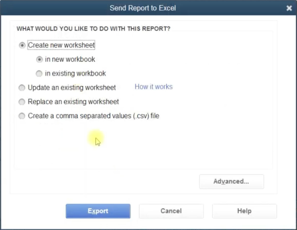 Export QuickBooks to Excel.