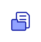 Blue icon of two overlapping documents.