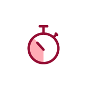Red icon of a stopwatch.