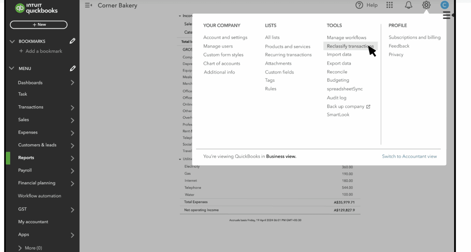 How to reclassify transactions in QuickBooks — Method