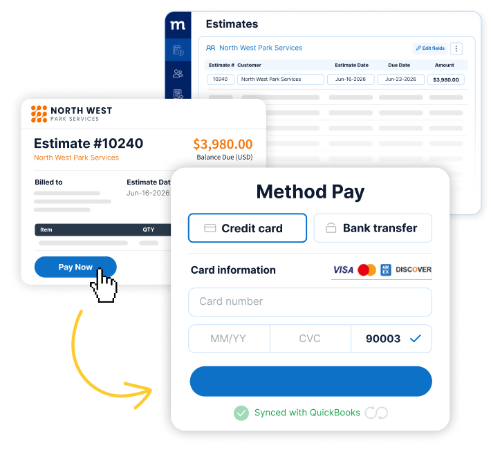 Method estimate with Pay Now button next to the Method Pay checkout